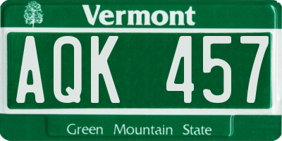 VT license plate AQK457