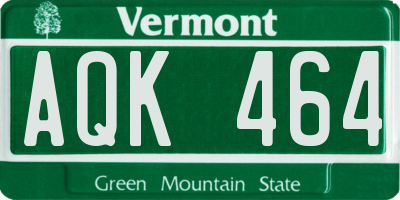 VT license plate AQK464