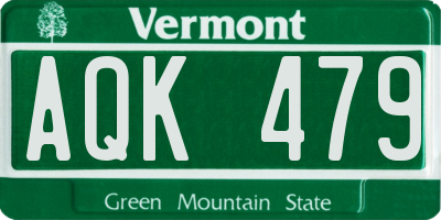 VT license plate AQK479