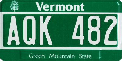 VT license plate AQK482