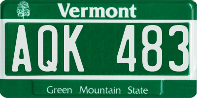 VT license plate AQK483