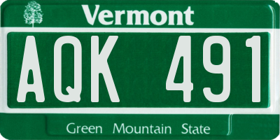 VT license plate AQK491