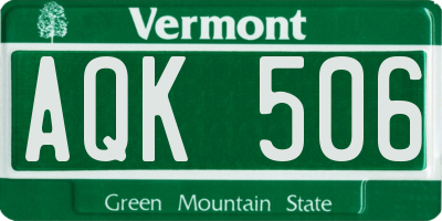 VT license plate AQK506