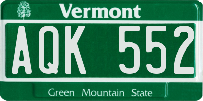 VT license plate AQK552