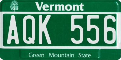 VT license plate AQK556