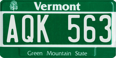 VT license plate AQK563