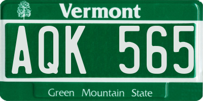 VT license plate AQK565