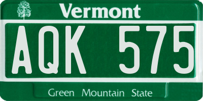 VT license plate AQK575