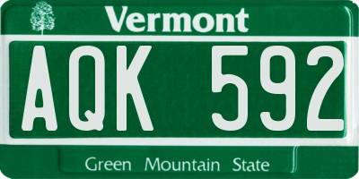 VT license plate AQK592