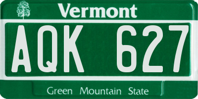 VT license plate AQK627