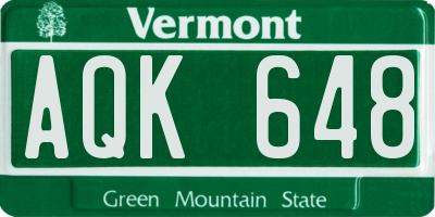 VT license plate AQK648