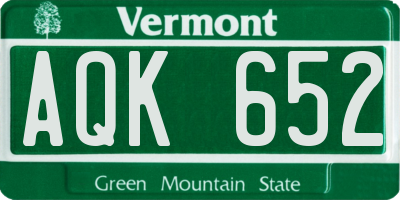 VT license plate AQK652