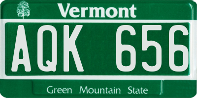 VT license plate AQK656