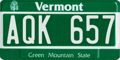 VT license plate AQK657