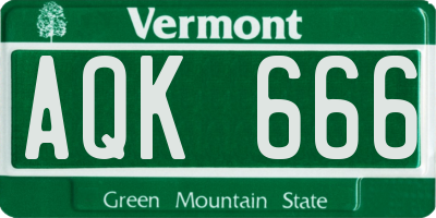 VT license plate AQK666