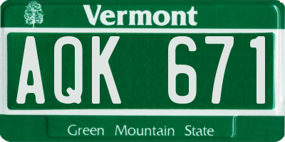 VT license plate AQK671