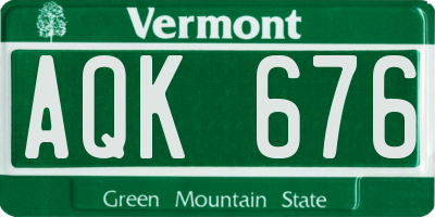 VT license plate AQK676