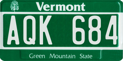 VT license plate AQK684
