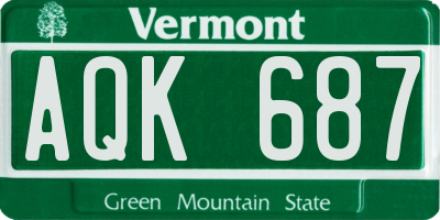 VT license plate AQK687