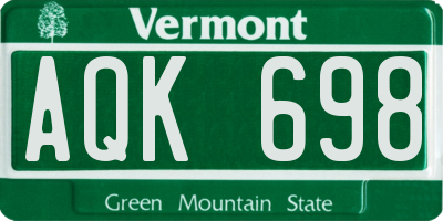 VT license plate AQK698