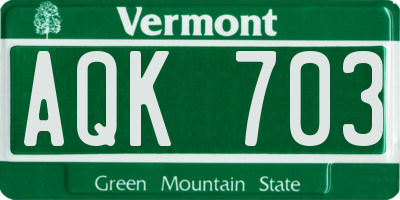 VT license plate AQK703