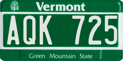 VT license plate AQK725