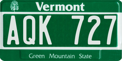 VT license plate AQK727