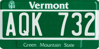 VT license plate AQK732