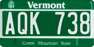 VT license plate AQK738
