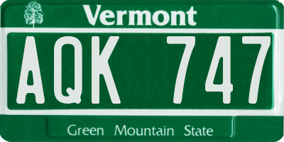 VT license plate AQK747
