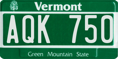 VT license plate AQK750