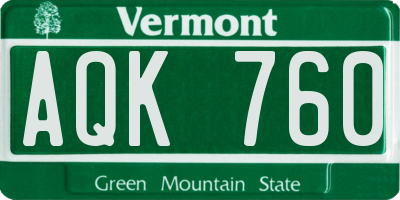 VT license plate AQK760