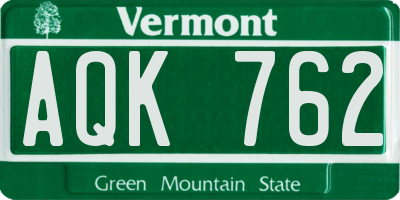 VT license plate AQK762