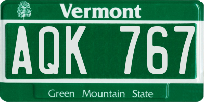 VT license plate AQK767