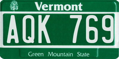 VT license plate AQK769