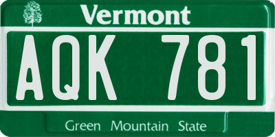 VT license plate AQK781