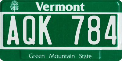 VT license plate AQK784
