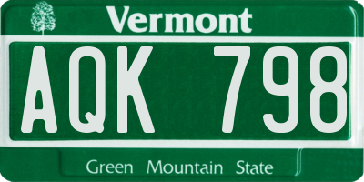 VT license plate AQK798