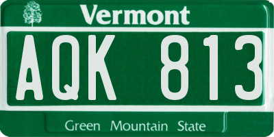 VT license plate AQK813
