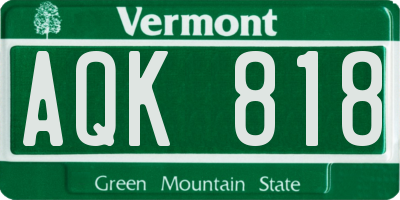 VT license plate AQK818