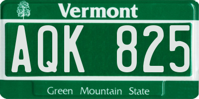 VT license plate AQK825