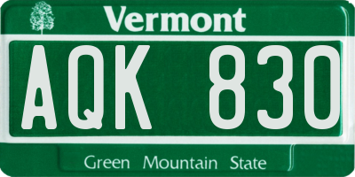 VT license plate AQK830