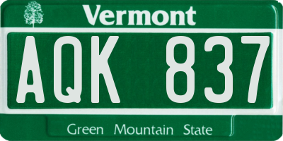 VT license plate AQK837
