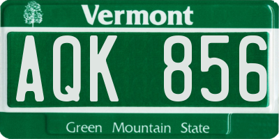 VT license plate AQK856