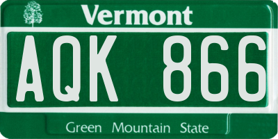 VT license plate AQK866