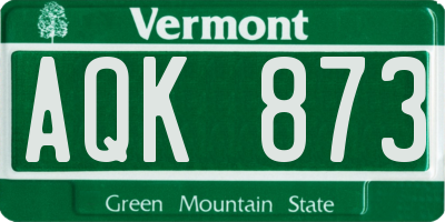VT license plate AQK873