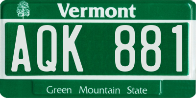 VT license plate AQK881