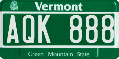 VT license plate AQK888