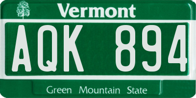 VT license plate AQK894