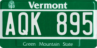 VT license plate AQK895